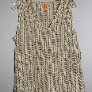 TORY BURCH CREAM BLUE DOTTED BLOUSE sz 12